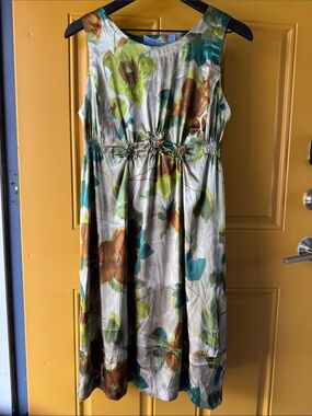 Simply Vera Vera Wang Floral Sleeveless Dress in Green, Teal & Brown